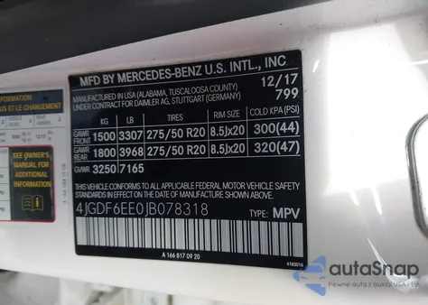 2018 Mercedes-Benz Gls 450 4Matic z USA, uszkodzony, nr VIN 4JGDF6EE0JB078318